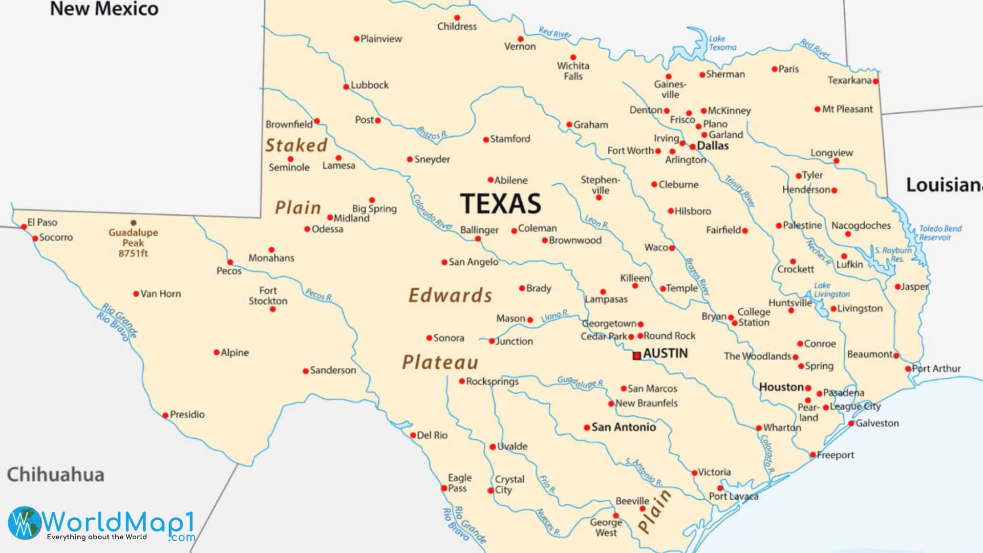 Texas Map Printable Texas Map Printable
