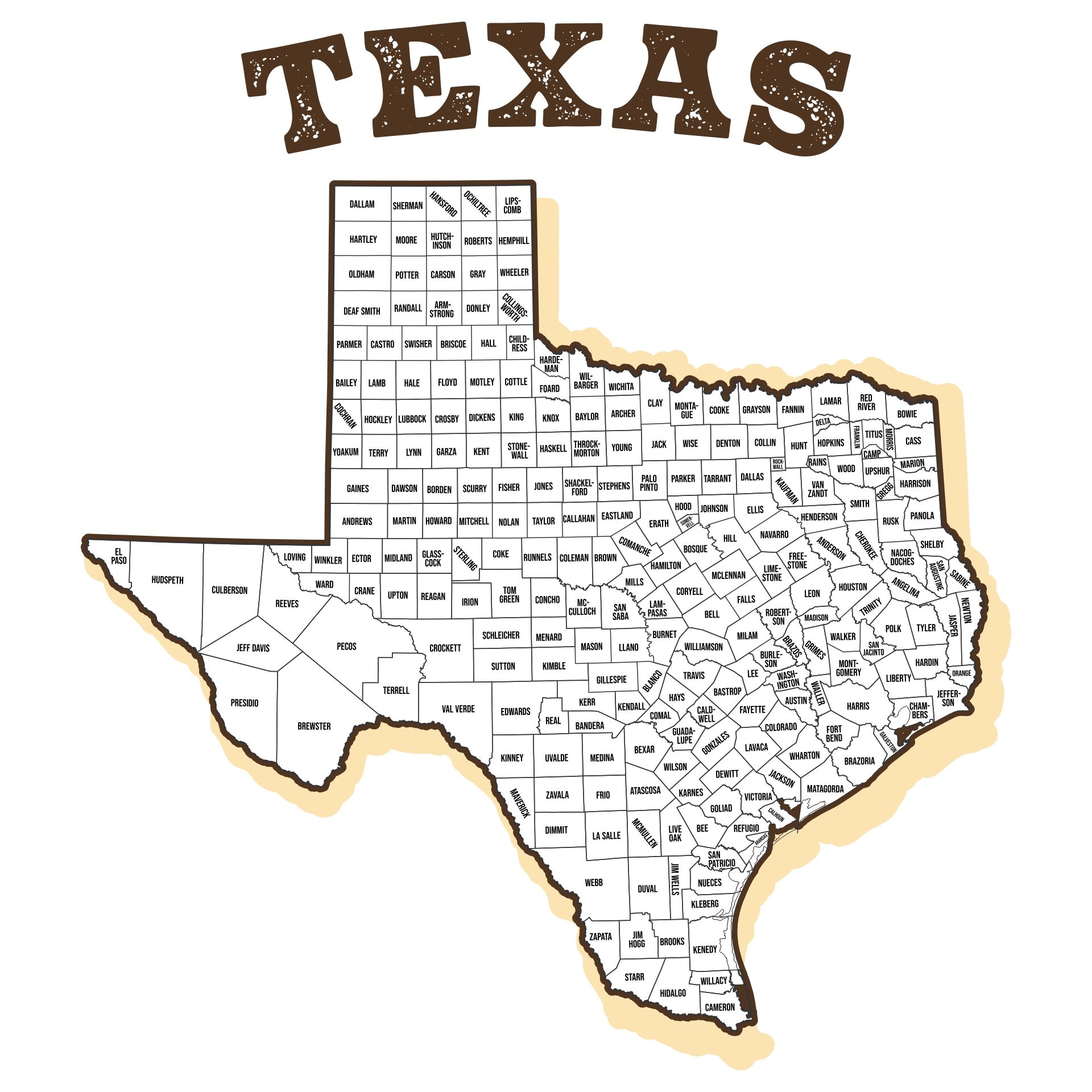 Texas Printable Map