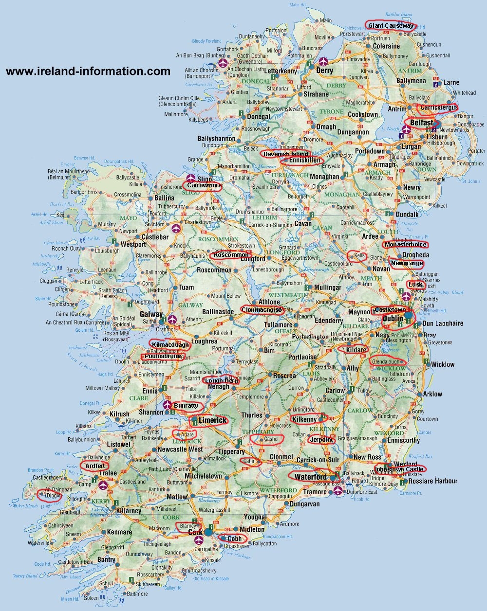 tourist map of ireland printable