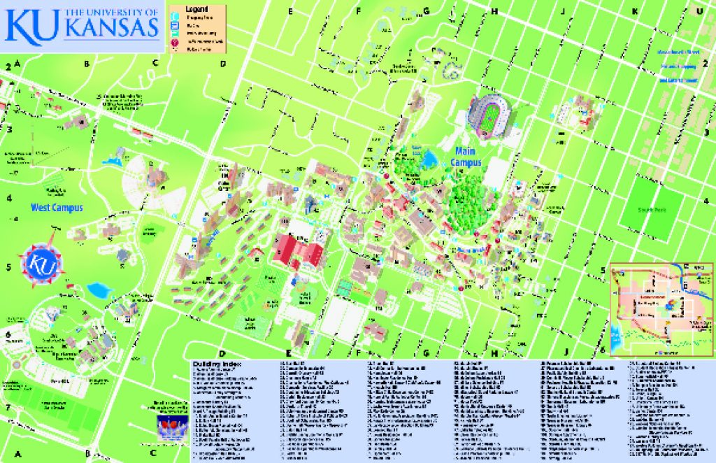 University Of Kansas Main Campus Map Lawrence Ks Mappery In 