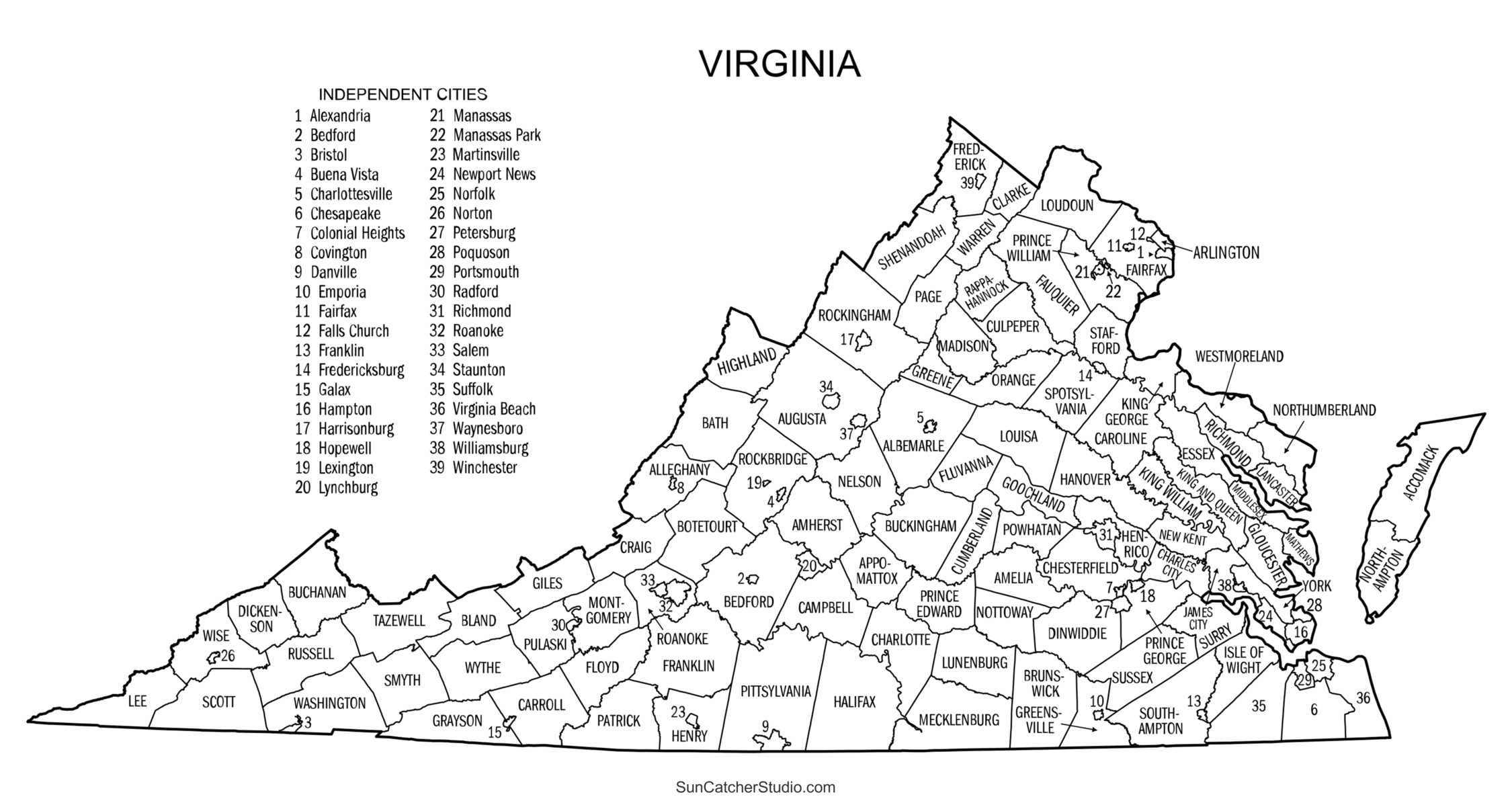 Virginia County Map Printable Free Printable Map