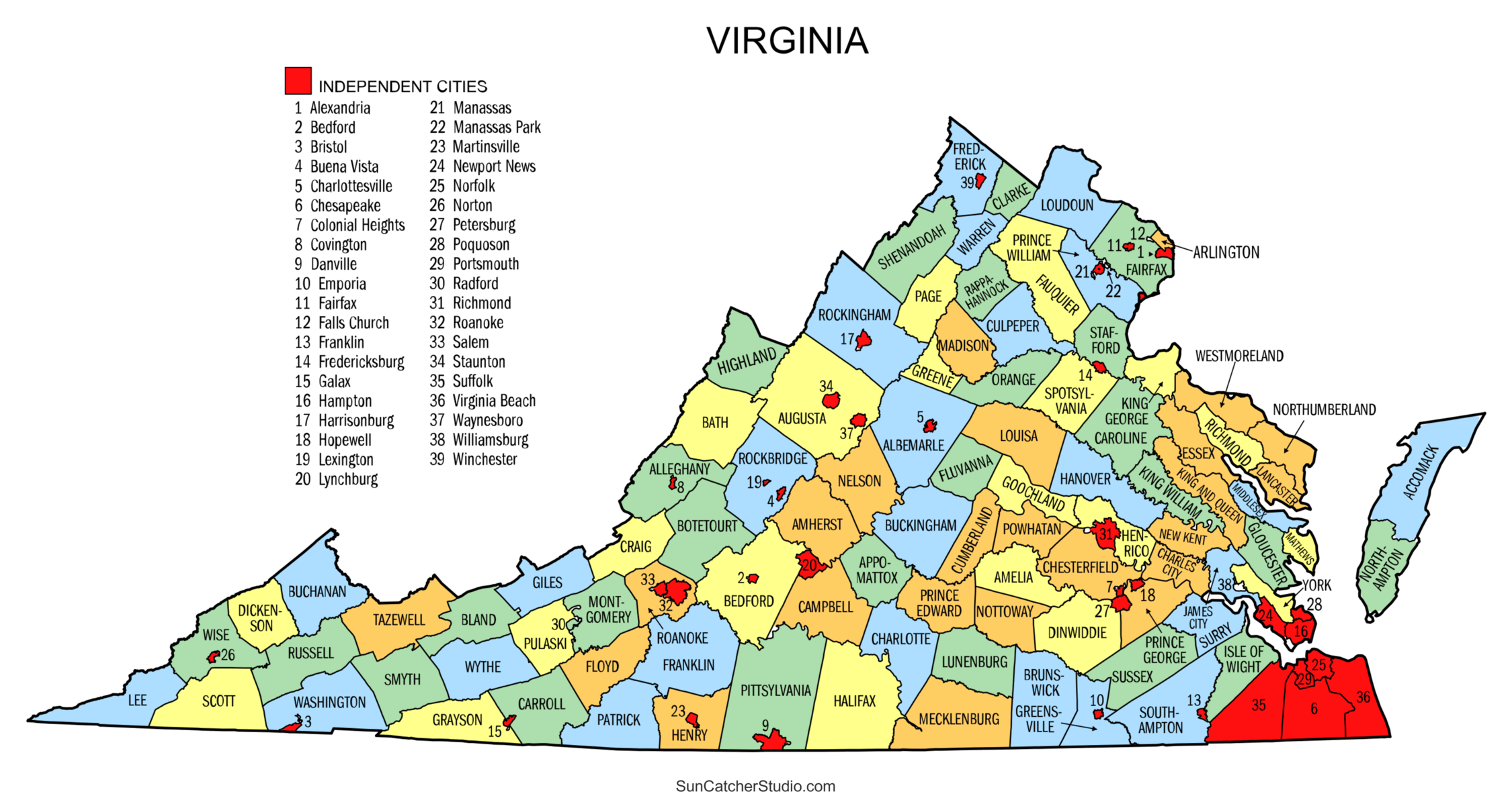 Virginia County Map Printable Free Printable Maps