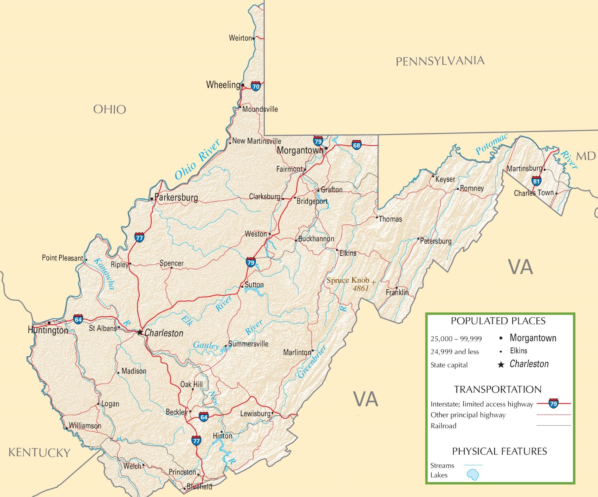 West Virginia Printable Map West Virginia Printable Map