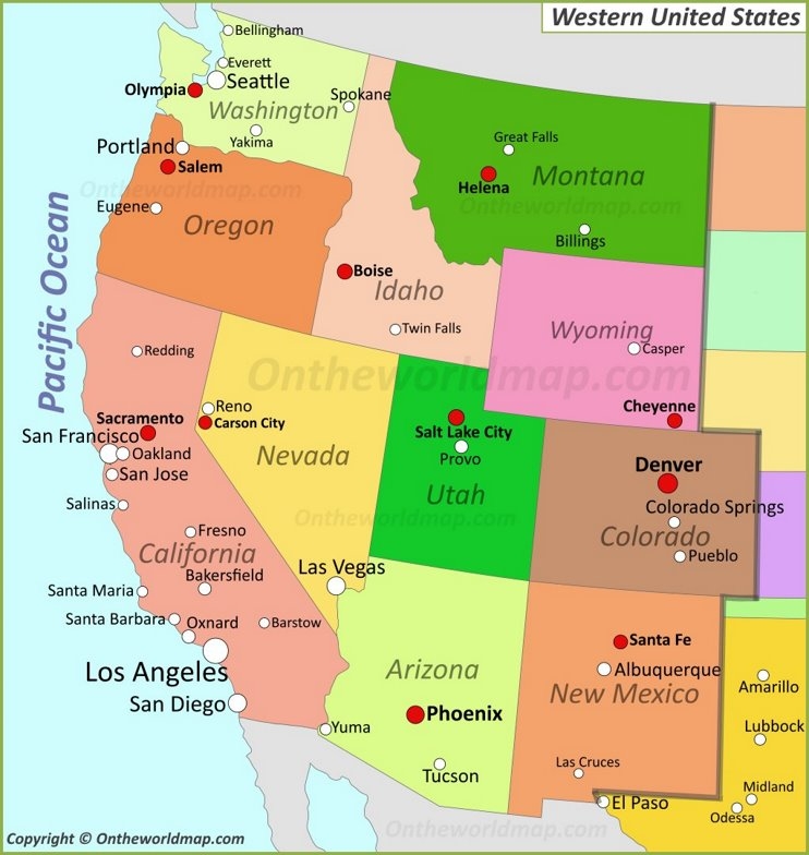 printable western states map