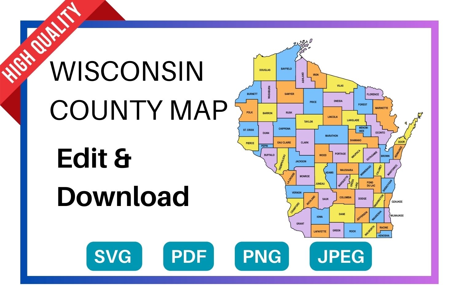 wisconsin county map printable