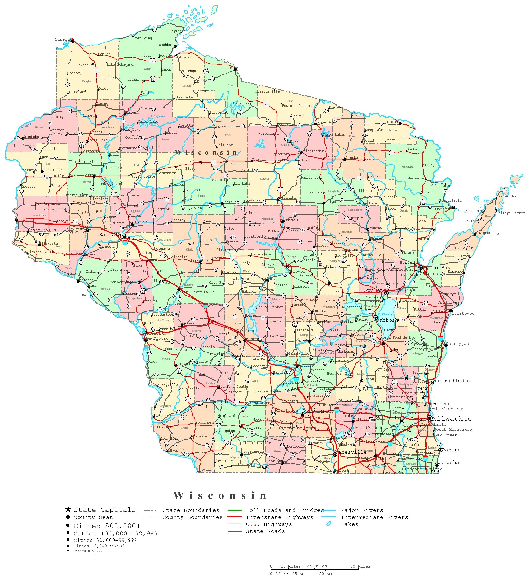 printable wisconsin county map