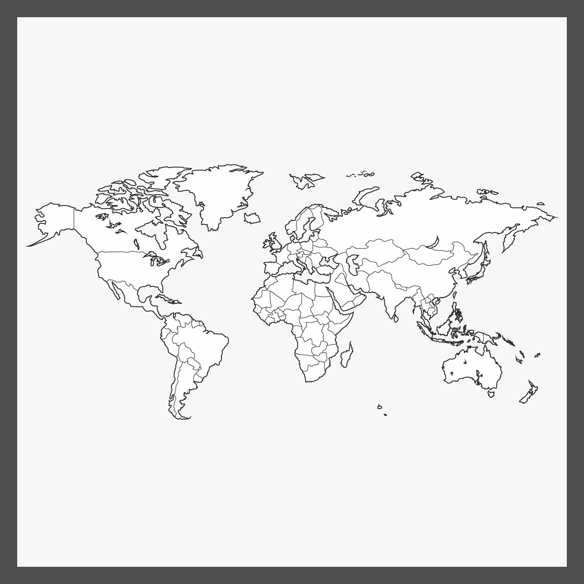 World Map Black White Printable Calendar Productivity Hacks