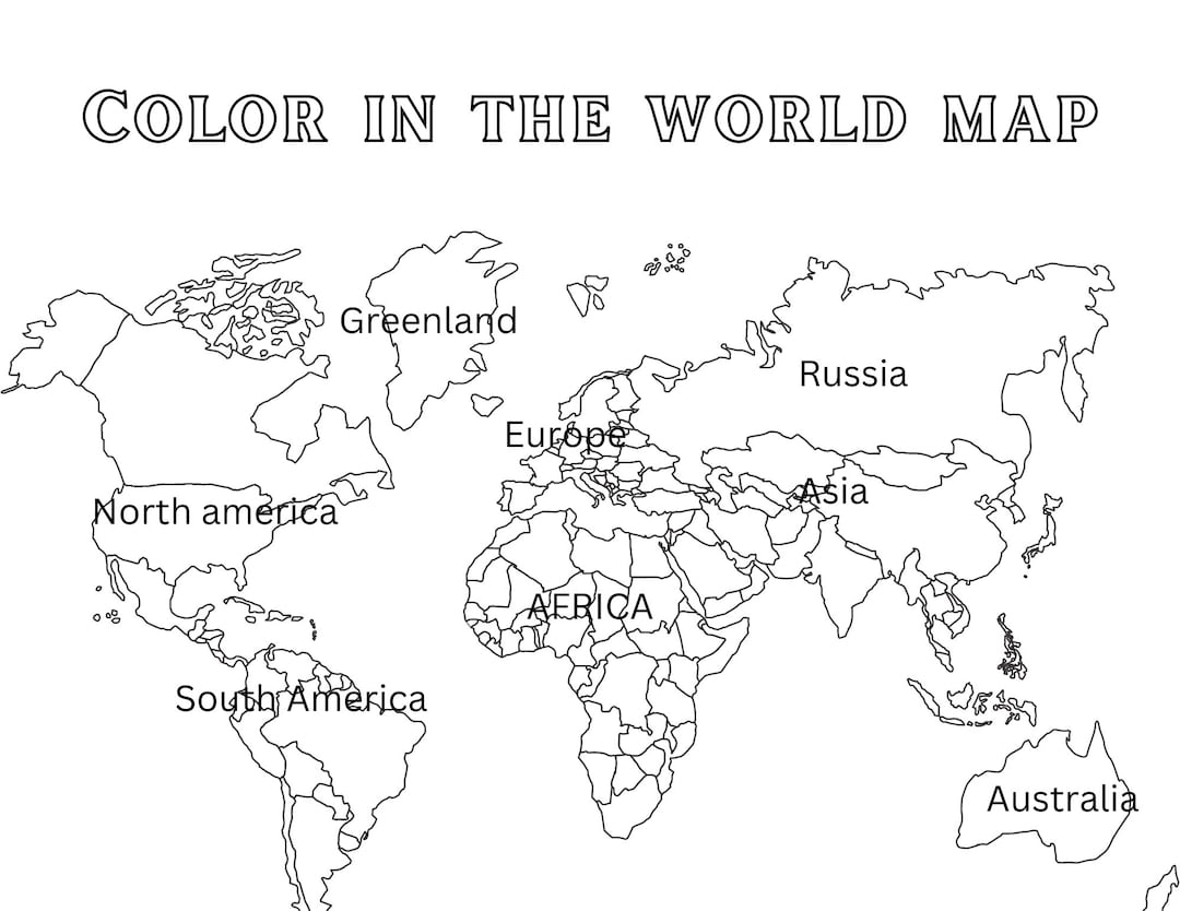 World Map Coloring Page Printable