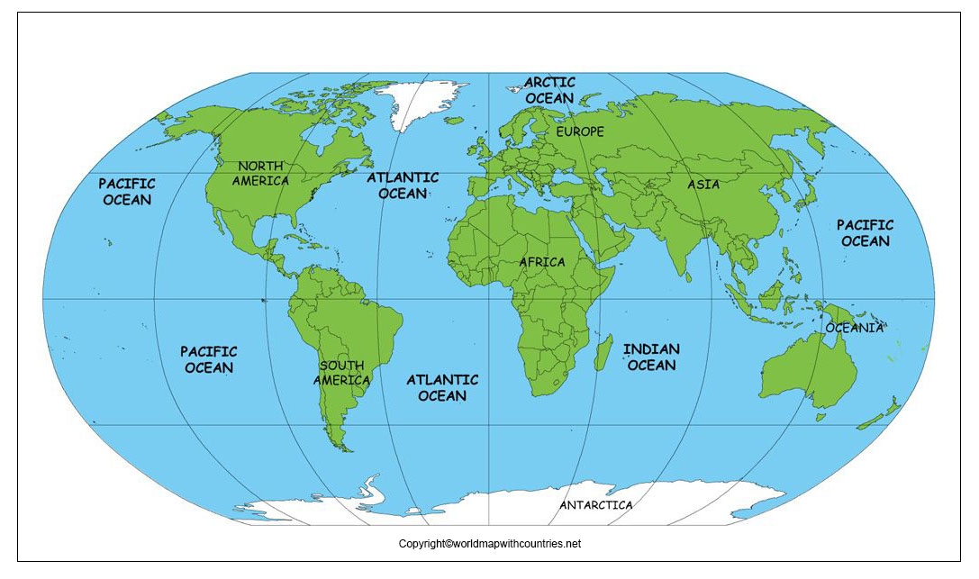 Printable Oceans Map Printable Oceans Map