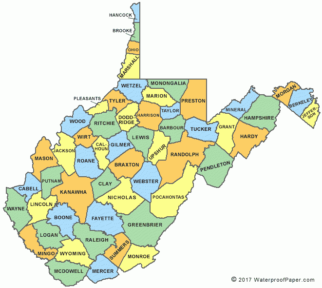 Wv County Map Printable