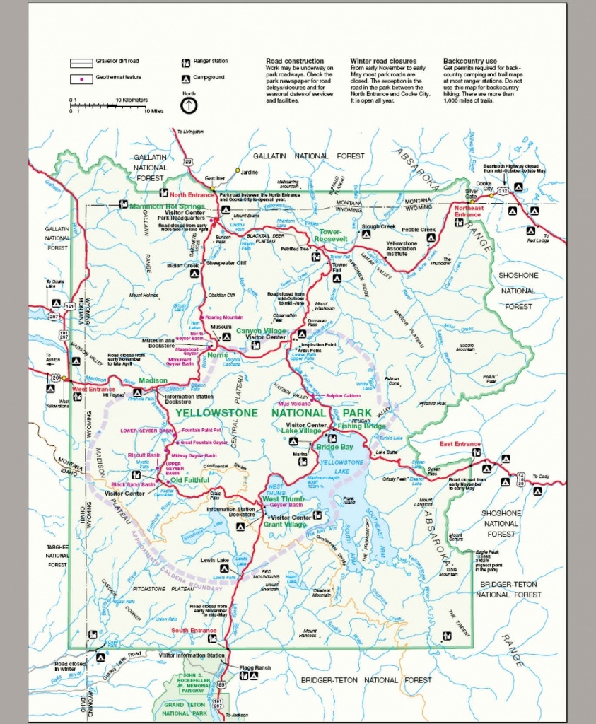 yellowstone printable map