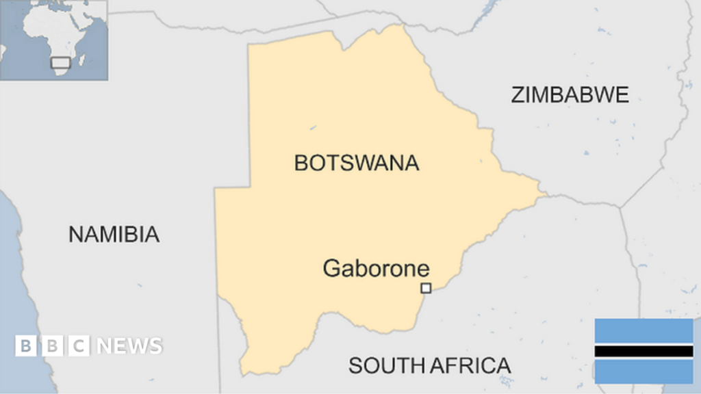 Botswana map showing cultural sites and cities