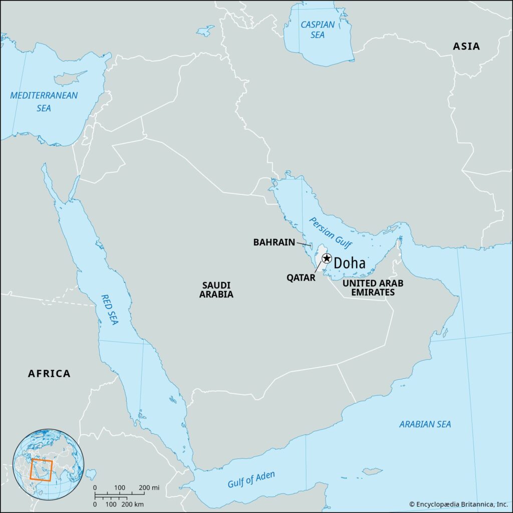 Map showing Qatar's location in the Persian Gulf
