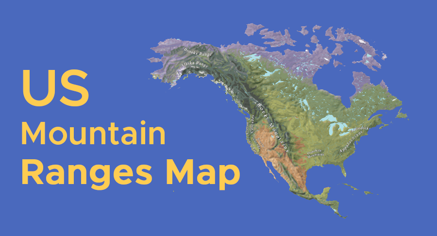 A detailed educational map showing the primary mountain chains across the United States