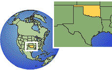 Map depicting U.S. time zones including Oklahoma
