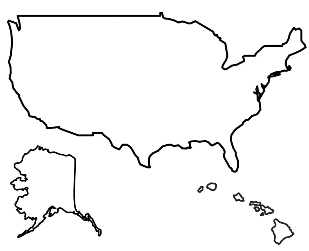 A child holding a pencil while looking at a printed map of us blank
