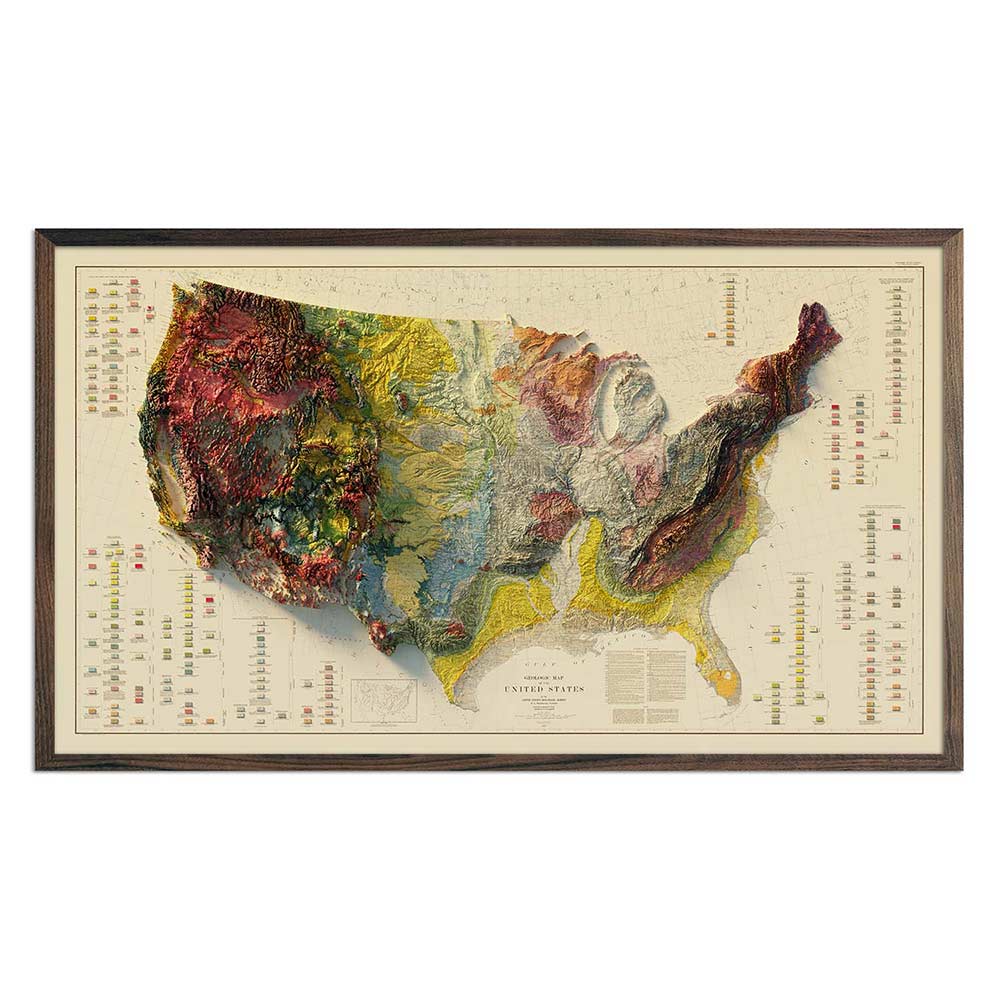 A teacher pointing to the Appalachian mountain range on a large classroom wall map