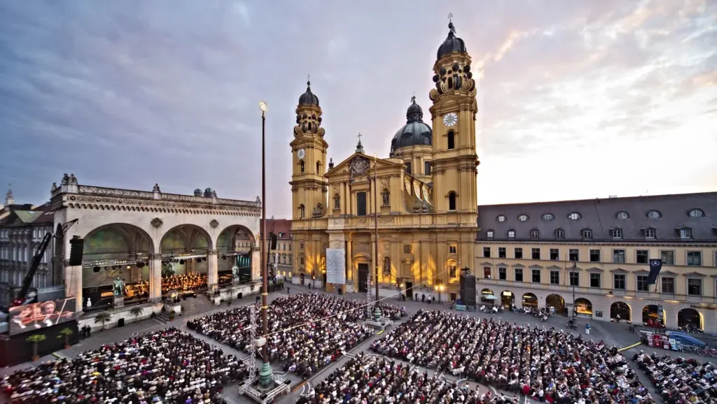 Munich's famous Marienplatz square during daylight