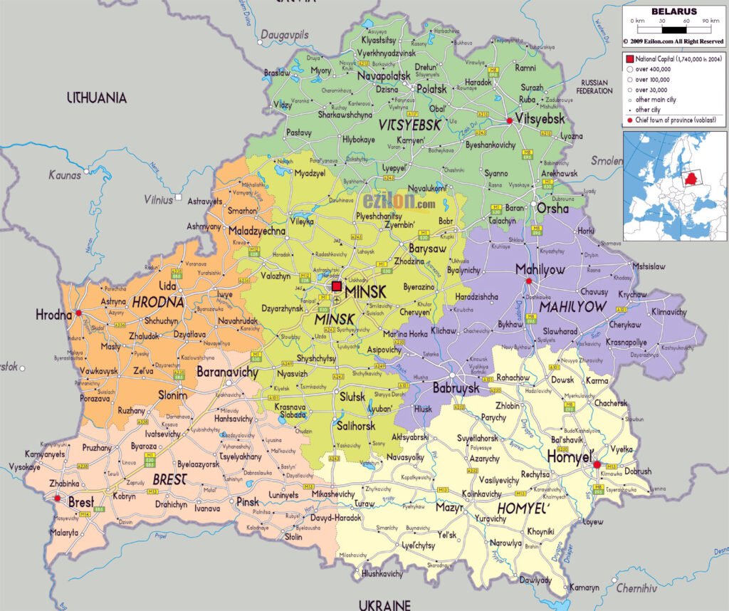 Students creating a travel brochure for Belarus