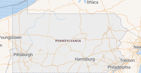 Map showing Pennsylvania time zone in relation to neighboring states