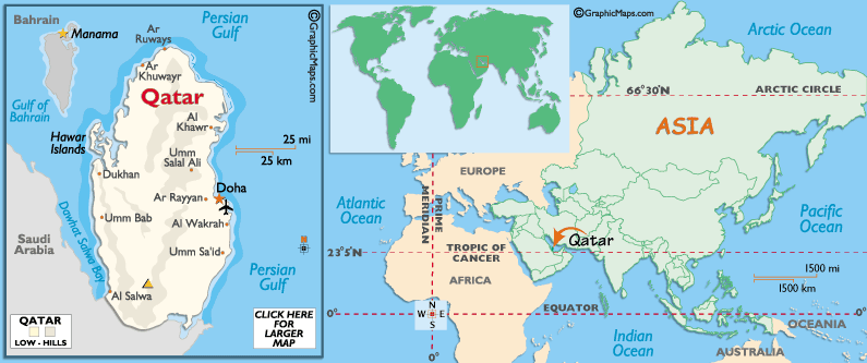 Printable map of Qatar for family planning