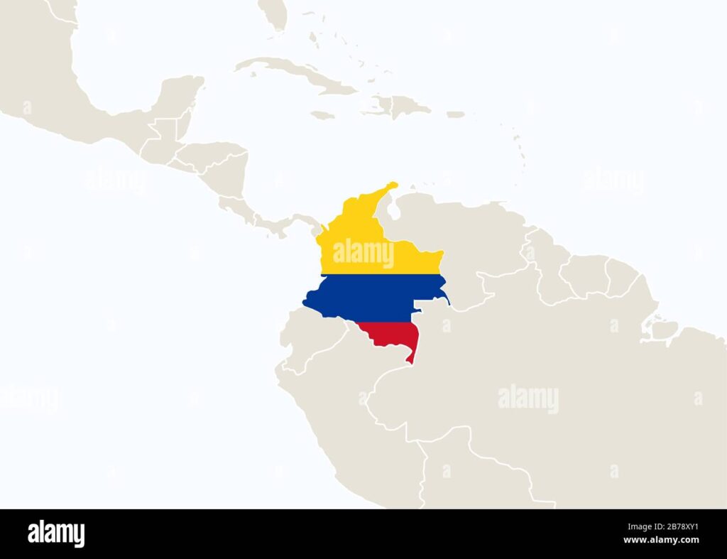 Detailed map of Colombia highlighting its diverse regions