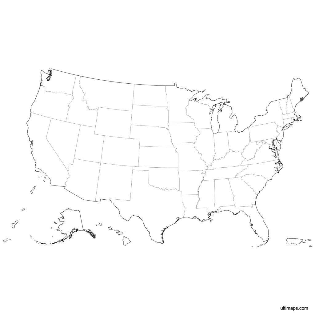 A student writing labels on a black and white map of us blank