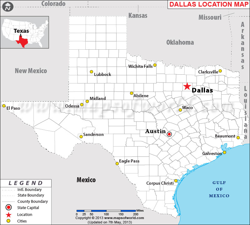 Topographical representation of North Texas plains surrounding the city