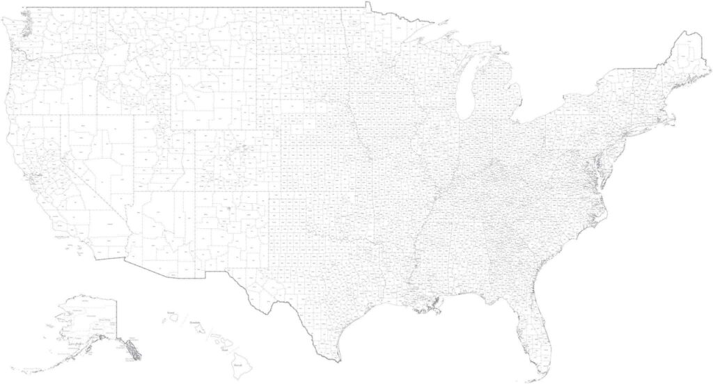 A clean, modern graphic of the United States borders on a screen